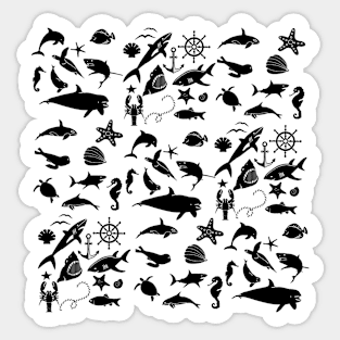 Black fish pattern Sticker